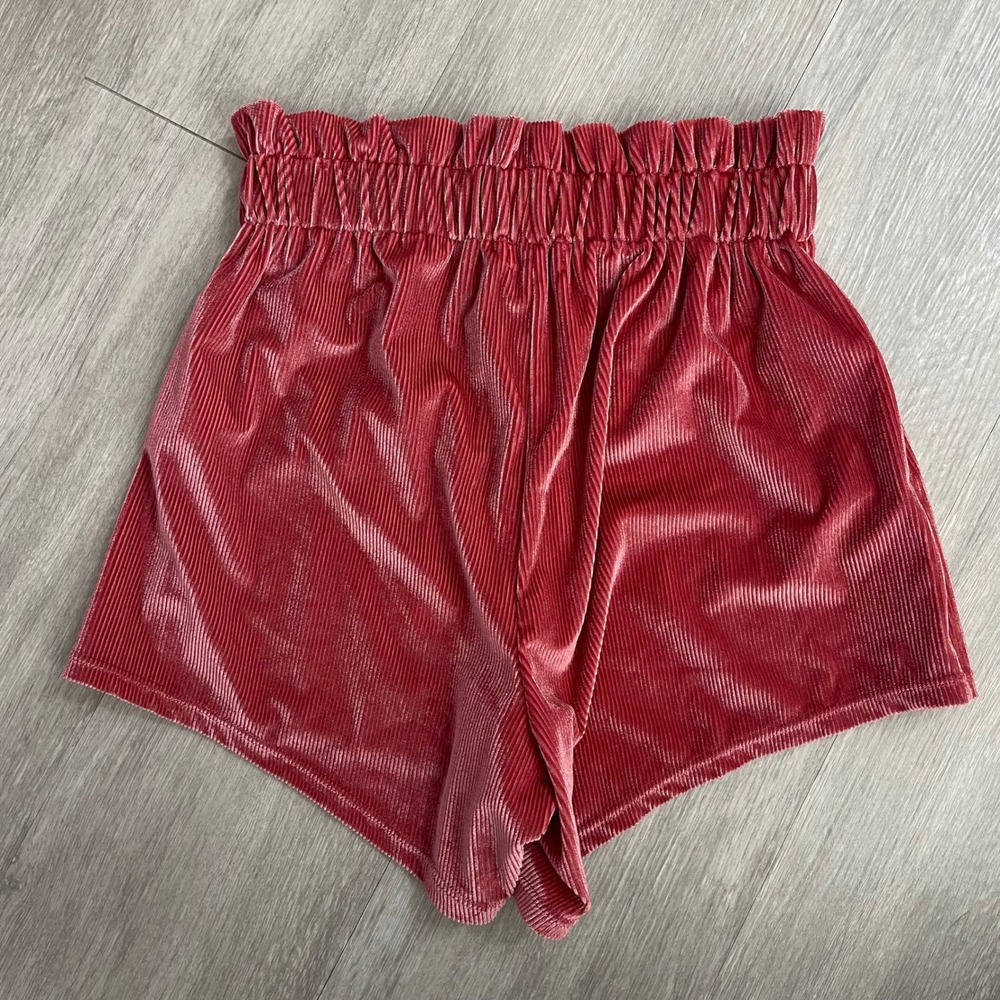 NWT Onia Paper Bag Pull On Short Size XS Red Rock Velvet Rib Casal Comfortable - Picture 5 of 8